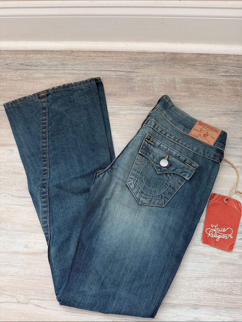 True Religion- Joey  Distressed Flare Jeans
